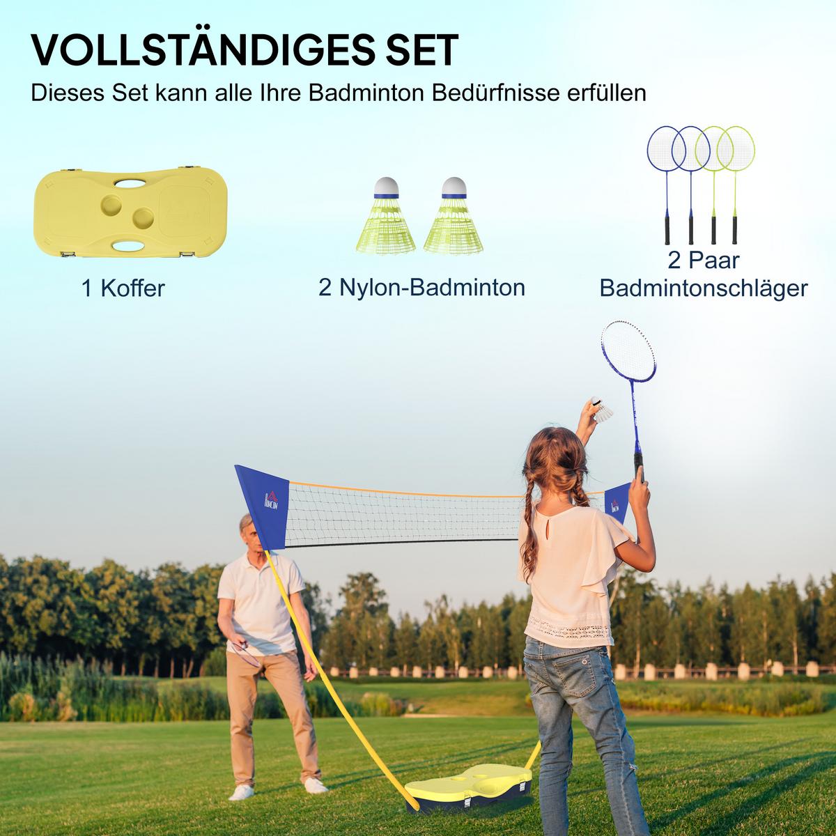 BADMINTONNETZ, Kunststoff, Gelb/Blau, 286L x 33B x 157H cm - Gelb, Kunststoff (33/286cm) - HOMCOM
