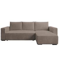 ECKSOFA CUDDY L, Eckcouch in L-Form mit Schlaffunktion und Bettkasten, Farbe: Braun, Cordstoff, Ottomane Rechts - Braun, Textil (240/140cm) - Storez24