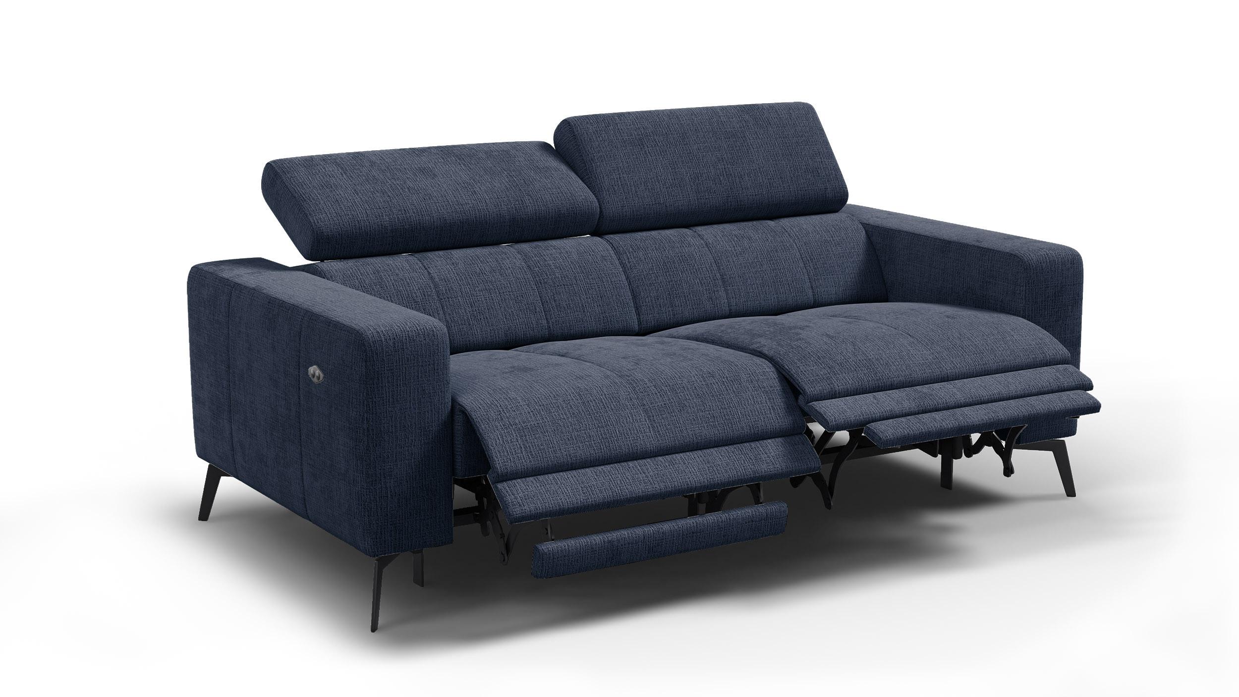 RELAXSOFA MORELLO 3-Sitzer, marineblau, 2 x Relax Zero Gravity - Dunkelblau, Holz/Textil (206/82/103cm) - Wozimo