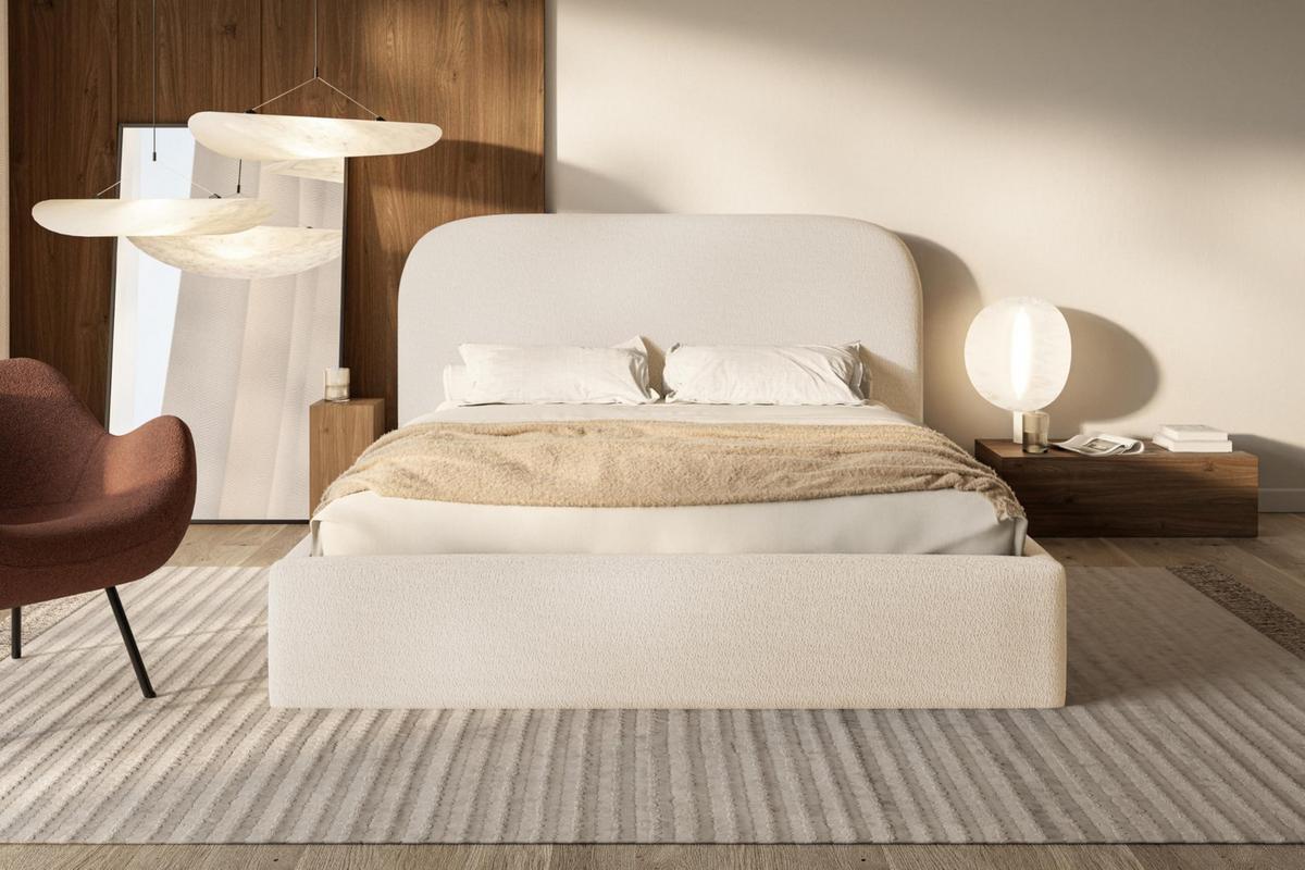BETT 180x200 - Polsterbett mit Bettkasten und Holzrahmen - Modern Betten - Kuscheliger Catch-Me-Stoff - Kollektion Verona - Beige - Beige, Holz/Textil (180/200cm) - Alpi-Möbel