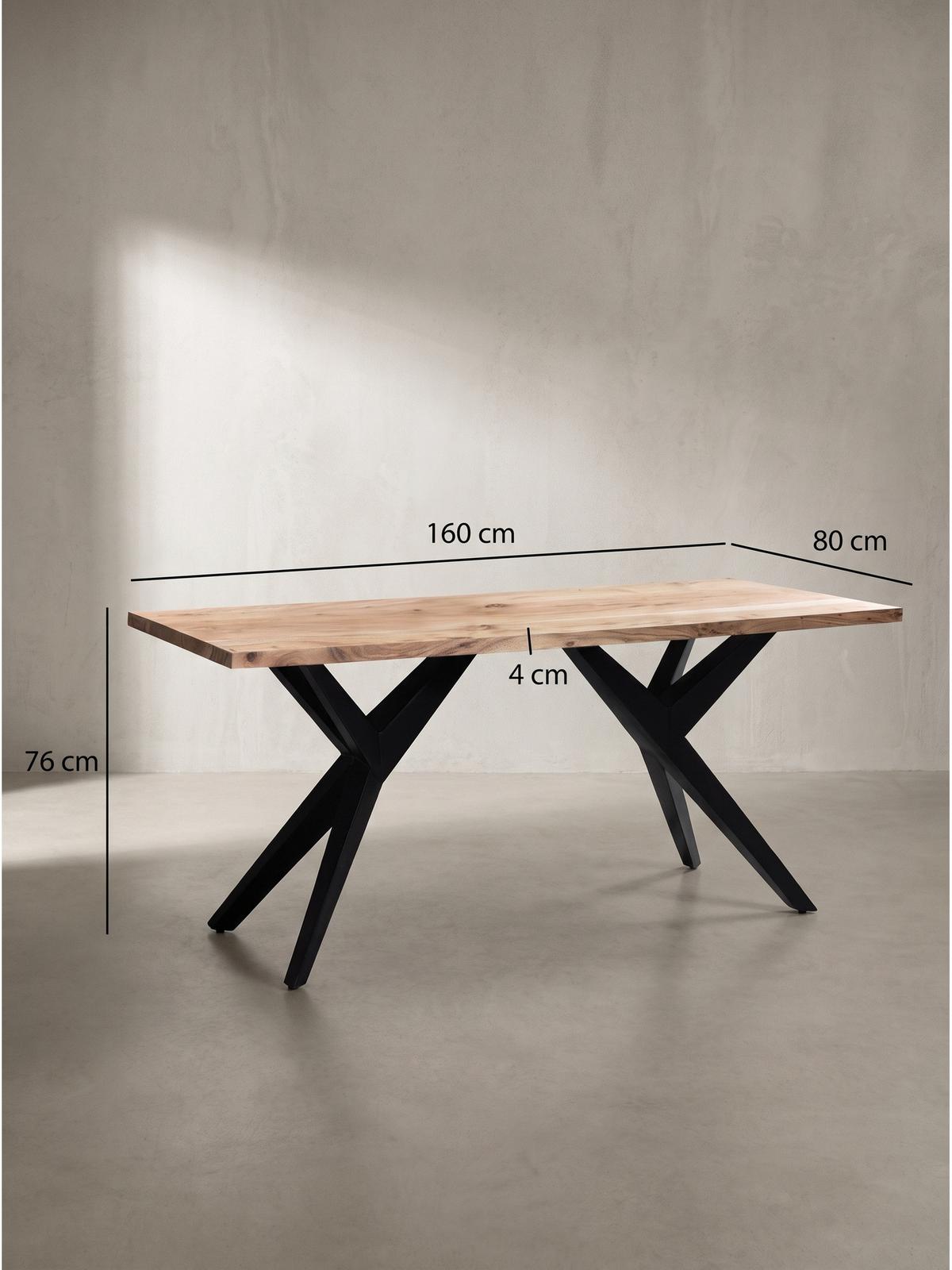 SCHREIBTISCH BLAVET, Akazie Massivholz, Akazie-Schwarz, 160 x 80 x 76 cm - Schwarz/Akaziefarben, Holz/Metall (80/160/76cm) - KADIMA DESIGN
