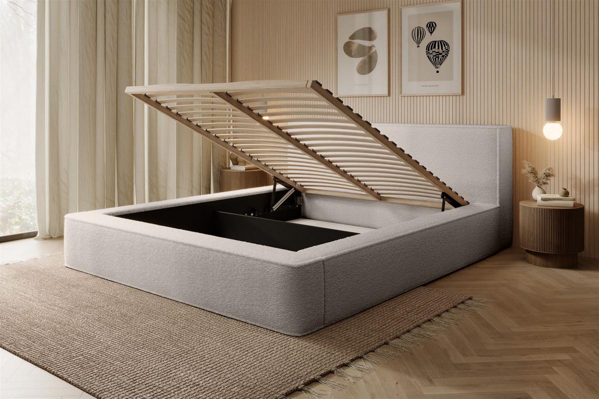 POLSTERBETT Omaha In Euphoria - Creme, Holzwerkstoff/Textil (140/200cm) - Fun Möbel