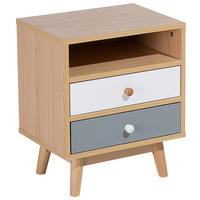 NACHTTISCH heller Holzfarbton 2 Schubladen Fargo - Hellbraun/Weiß, Holzwerkstoff (40/48/30cm) - Beliani