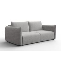 SOFA TAUER 3-Sitzer, Bouclé-Stoff hellgrau - Hellgrau/Schwarz, Holz/Textil (206/84/112cm) - Courtois Laville