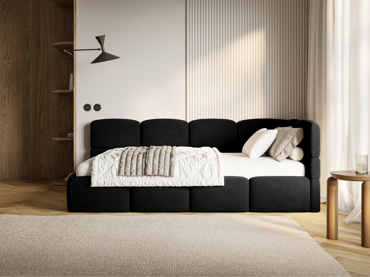 JUGENDBETT Cloudy Schwarz 120 cm, Easy-Clean-Velours - Schwarz, Kunststoff/Textil (120/200cm) - Selsey