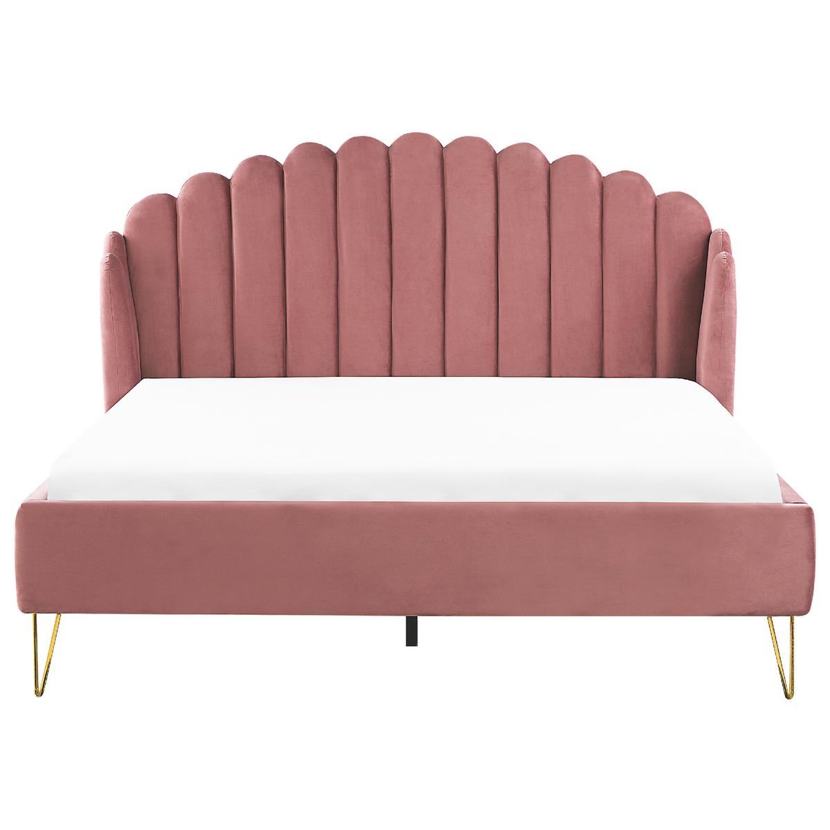 POLSTERBETT 180/200cm Rosa Ambillou - Pink, Textil (180/200cm) - Beliani