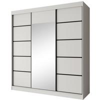 SCHWEBETÜRENSCHRANK Monica 200/215/61 3-türig weiß+schwarz mit Spiegel - Schwarz/Weiß, Holzwerkstoff (200/215/61cm) - Beautysofa