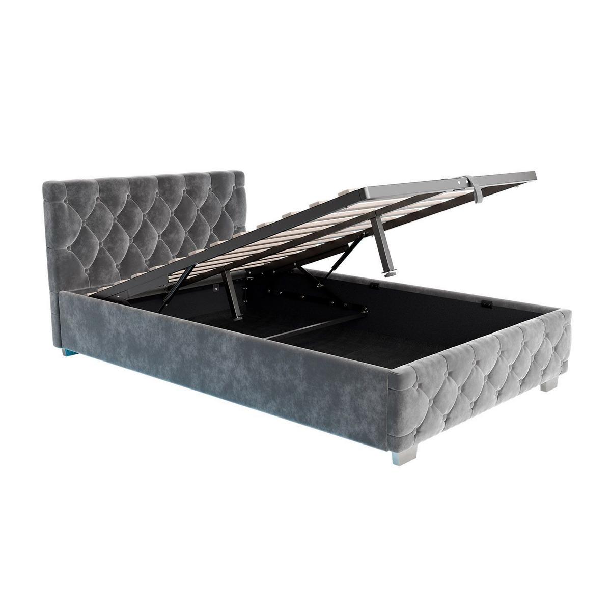POLSTERBETT Nizza Dunkelgrau 120x200 cm mit Matratze - Dunkelgrau, Holz (120/200cm) - Juskys