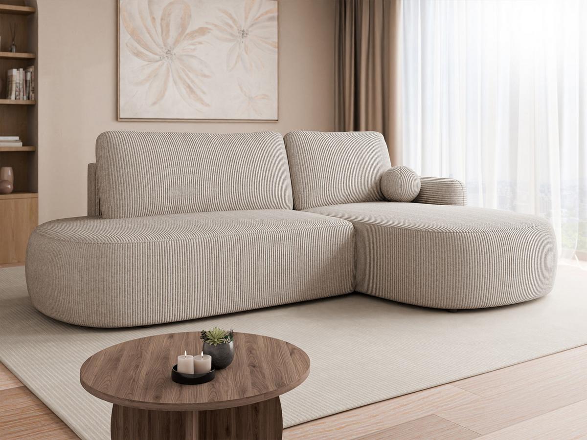 ECKSOFA Loridu O Cord, Seite: Rechts - Schwarz/Sahara, Holz/Kunststoff (274/174cm) - MIRJAN24