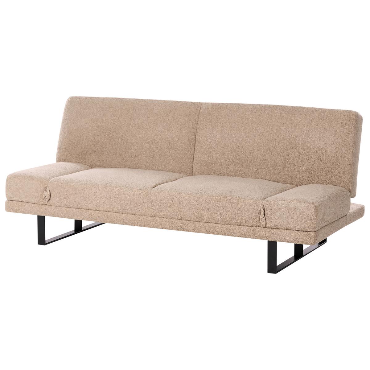 SCHLAFSOFA 2-Sitzer Bouclé Sandbeige York - Sandfarben/Beige, Textil (190/81/89cm) - Beliani