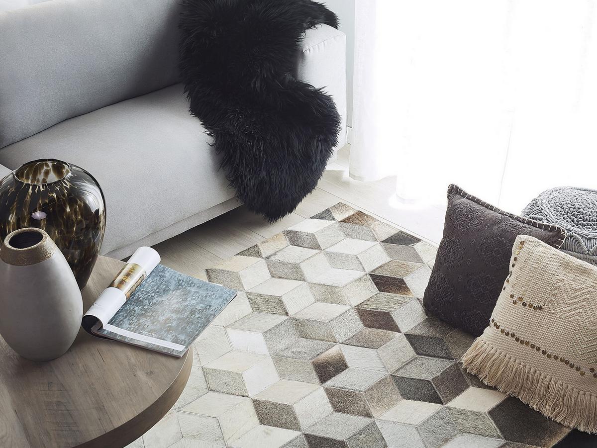 KURZFLOR-TEPPICH Sason 230/160 cm - Beige, Fell (160/230cm) - Beliani