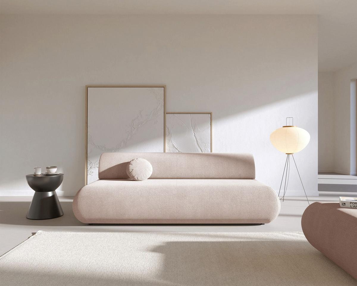 3-SITZER SCHLAFSOFA Hellbeige Chenille - Ecru/Schwarz, Kunststoff/Textil (214/74/100cm) - Selsey