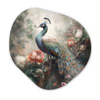 WANDBILD Pfau - Pfauenfedern - Vogel - Dschungel - Blumen Room Decor 90x90 cm - Smaragdgrün, Kunststoff (90/90cm) - MuchoWow