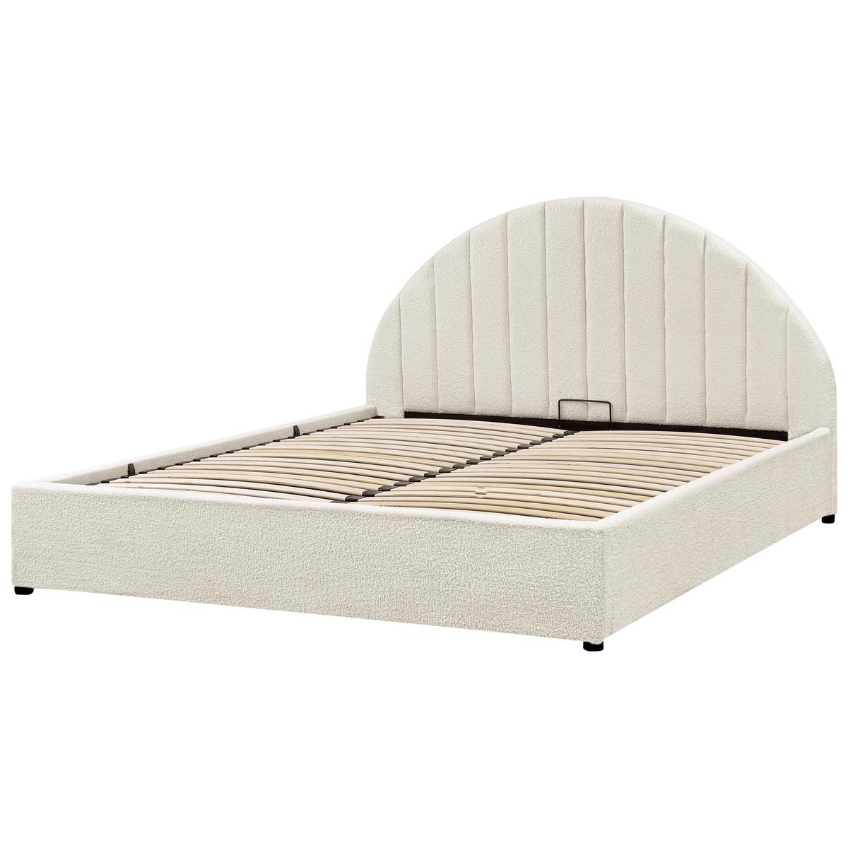 BETT mit Stauraum 160/200 cm Cremeweiß Chadenet - Weiß, Textil (160/200cm) - Beliani