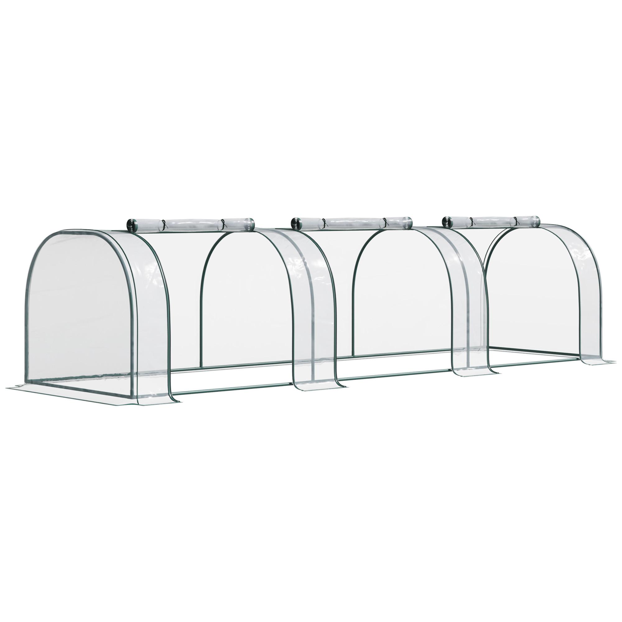 FOLIENGEWÄCHSHAUS Treibhaus Frühbeet Tür Pflanzenaufzucht Stahl kunststoff Transparent - Grün, Metall (100/80/350cm) - Outsunny