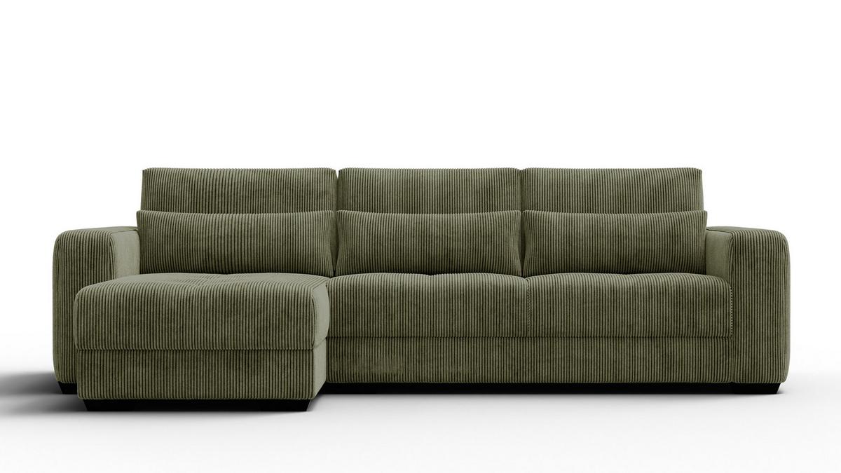 ECKSOFA OLI 4-Sitzer links, olivgrün - Olivgrün, Holz/Textil (295/172cm) - Wozimo