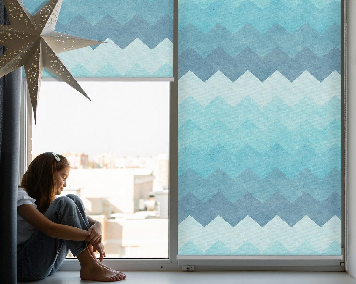 INNENROLLO - Fensterrollo - Rollo - 110x140 cm - Bemalte Berge - Blau, Kunststoff (110/140/0.5cm) - TULUP