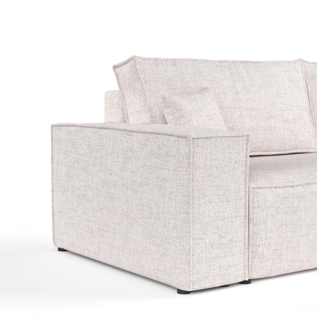 SOFA RESSO mit Schlaffunktion Hellbeige im Neve Stoff - Sandfarben/Schwarz, Holz/Holzwerkstoff (255/70/105cm) - AltaBeds