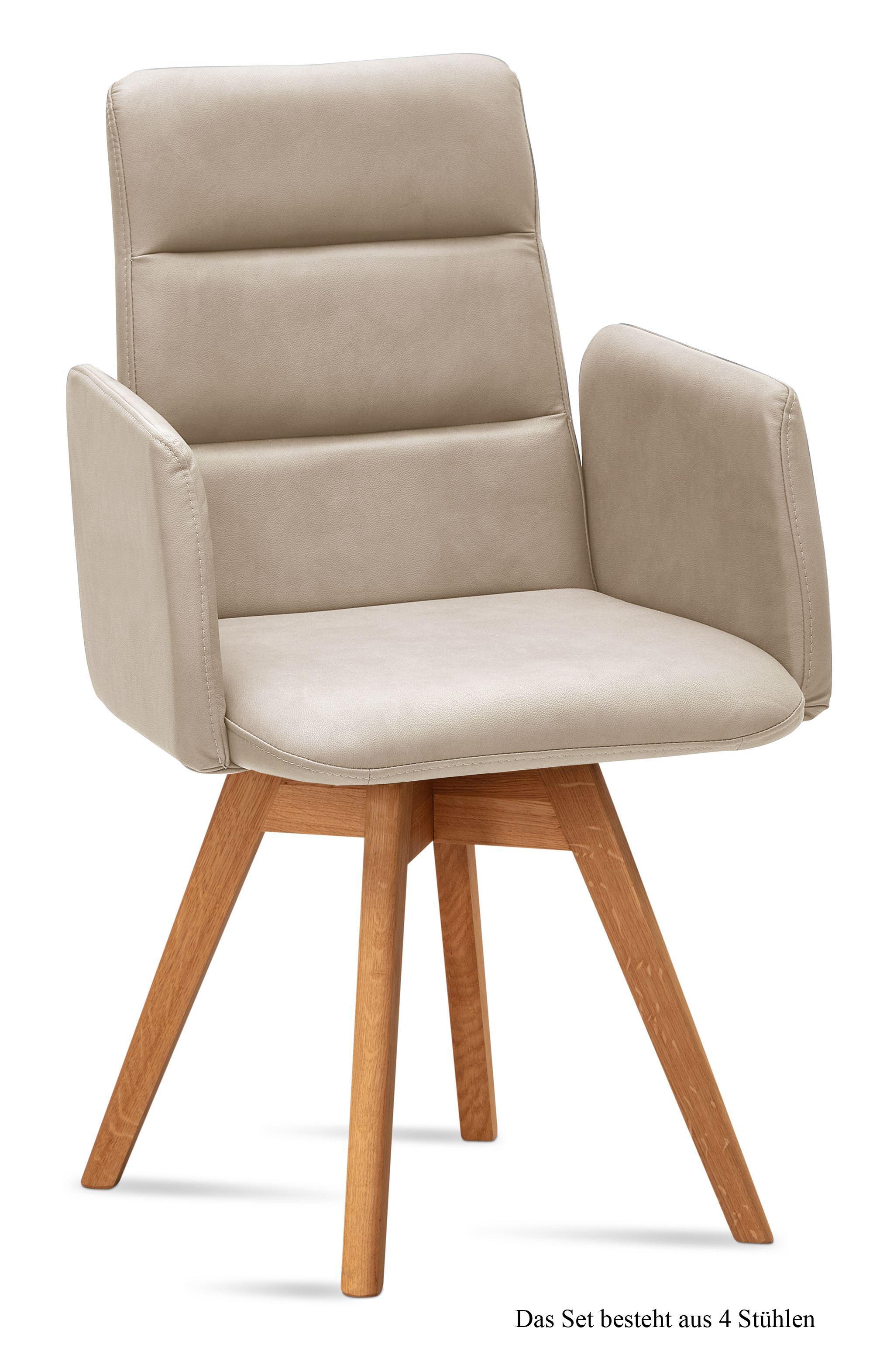 ARMLEHNSTUHL drehbar (4er-Set) Dorit 52x92x60 Eiche geölt/Natur - Eichefarben/Naturfarben, Kunststoff (60/92/52cm) - 58aufmkessel
