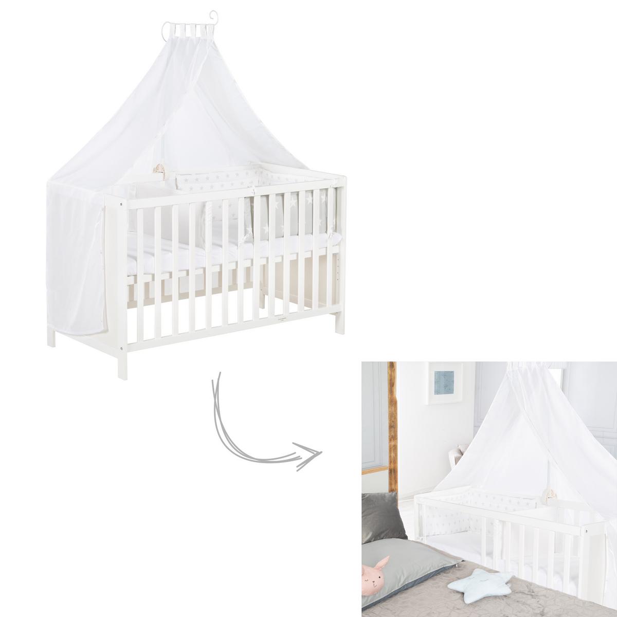 BABYBETT mit Matratze 60 x 120 cm - Weiß, Holzwerkstoff (60/120cm) - Roba