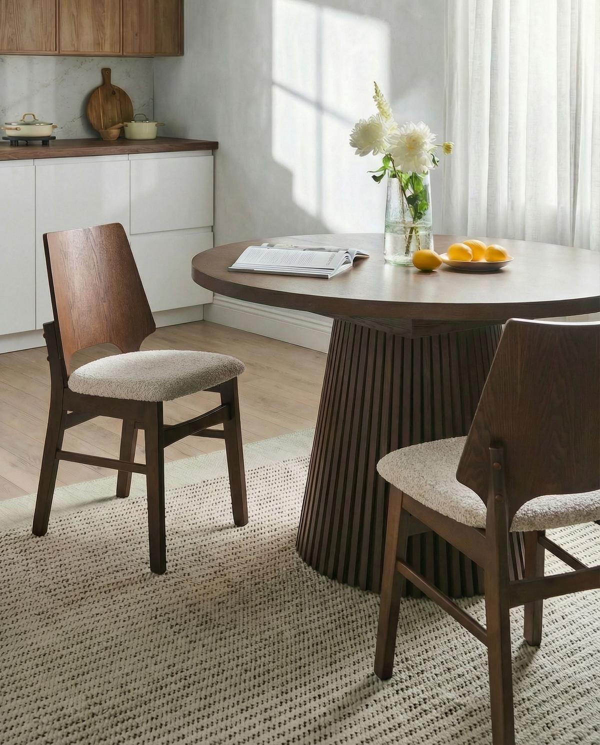 ESSZIMMERSTUHL 2er Set Braun/Hellbeige Abee - Beige/Braun, Holz/Holzwerkstoff (47/88/46cm) - Beliani
