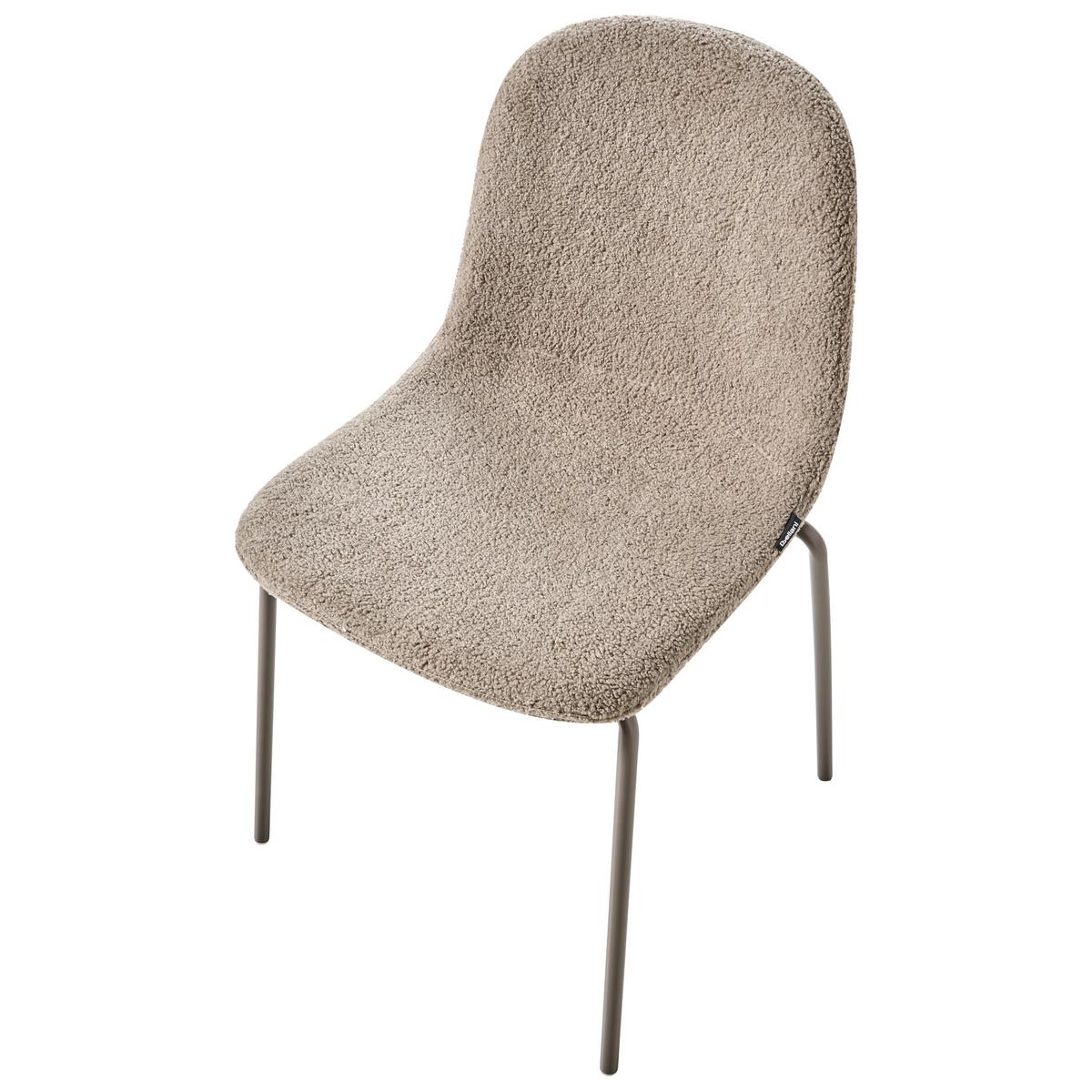 KONFERENZSTUHL 2er Set Bouclé Taupe Loma - Taupe, Textil/Metall (50/85/55cm) - Beliani
