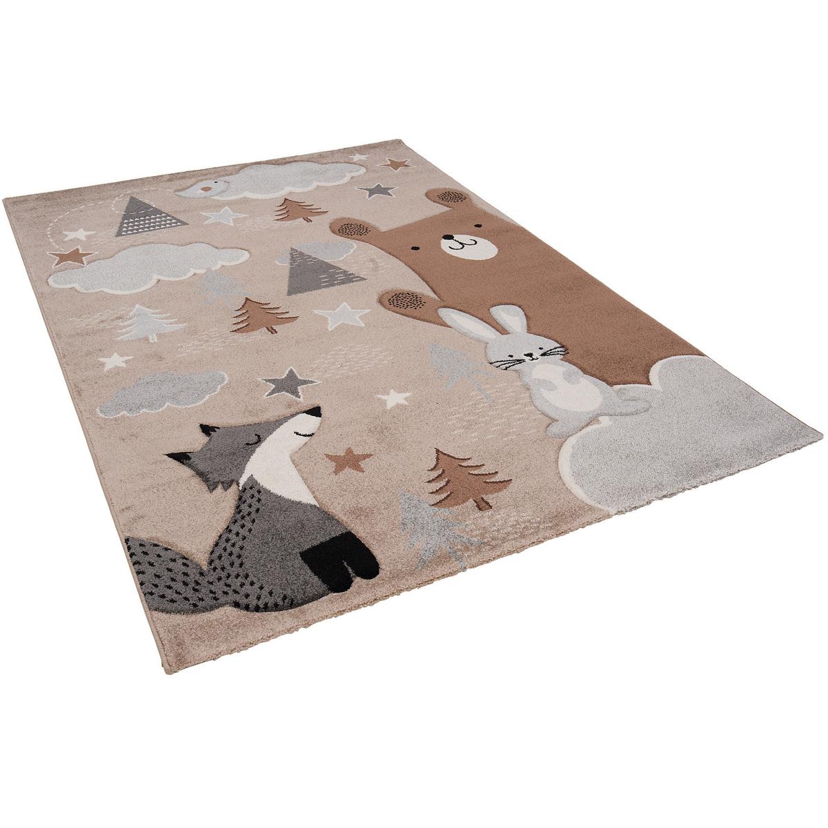 KINDER TEPPICH MAUI KIDS FUCHS UND BÄR - Grau, Textil (160/230cm) - Pergamon