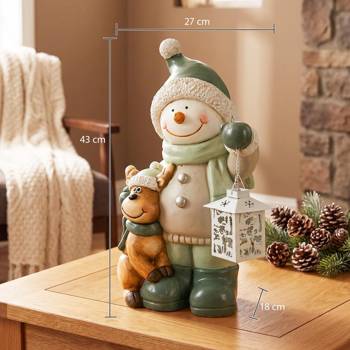 SCHNEEMANN-FIGUR Magnesiumoxid Metall Mehrfarbig - Multicolor, Stein (18/43/27cm) - HOMCOM