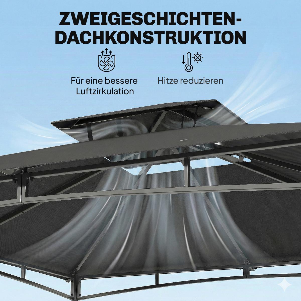 PAVILLON Polyester Metall Dunkelgrau - Dunkelgrau, Textil/Metall (300/285/300cm) - Outsunny