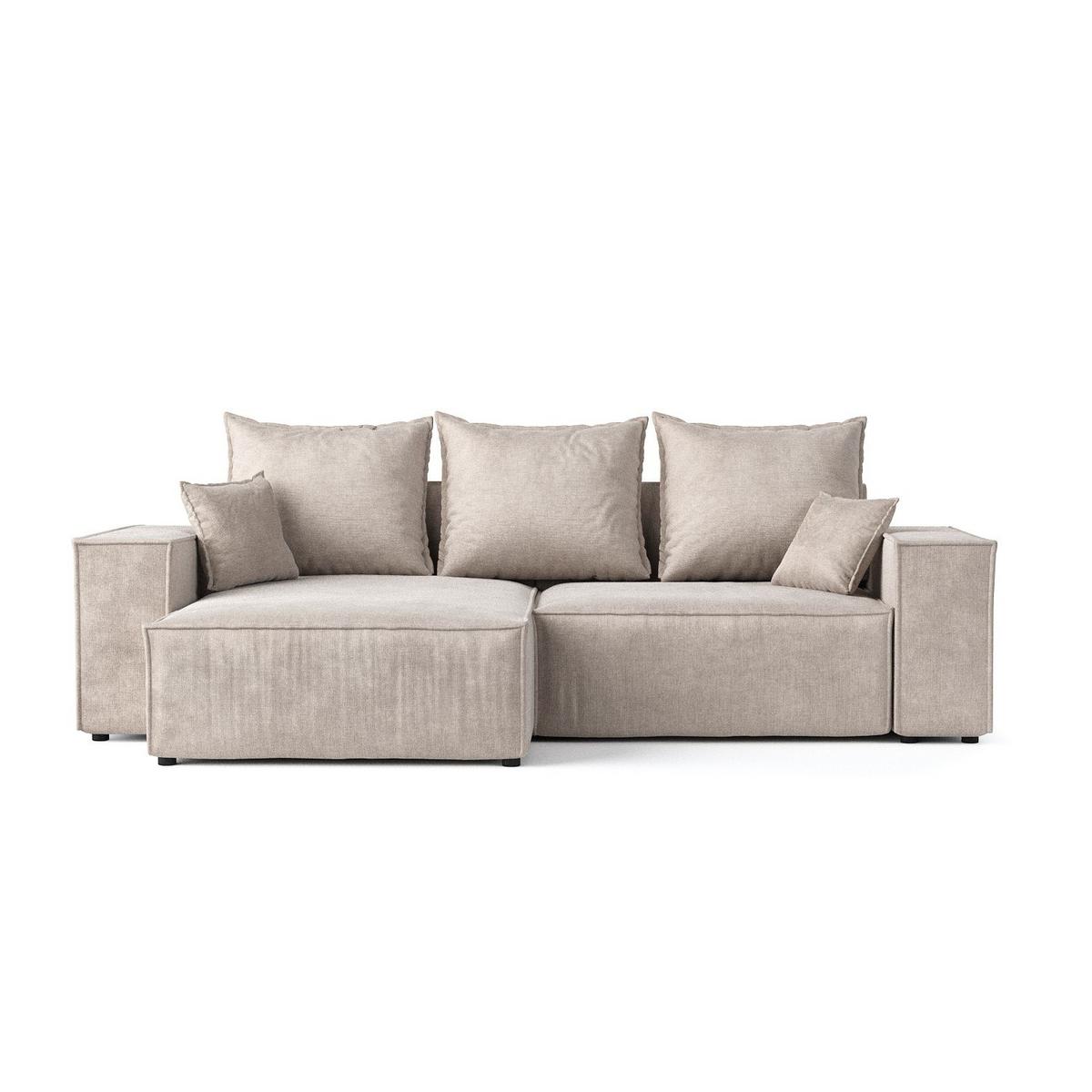 ECKSOFA SENSO mit Schlaffunktion Beige im Wind Stoff - Beige/Schwarz, Holz/Holzwerkstoff (255/148cm) - AltaBeds