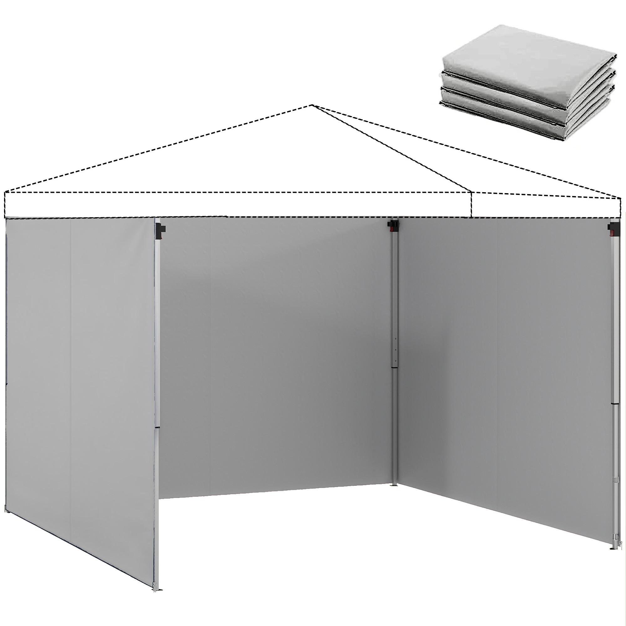 SEITENTEILE-FÜR-PAVILLON 3er Set Oxford-Gewebe Hellgrau - Hellgrau, Textil (200/1/300cm) - Outsunny