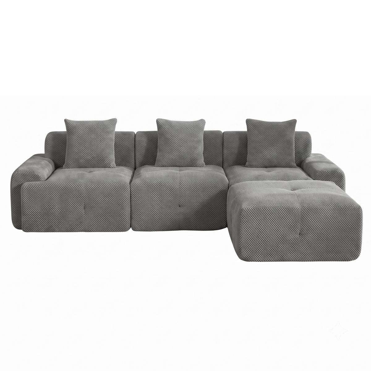 ECKSOFA 266cm L-Form Grau 3-Sitzer ohne Montage - Grau, Textil (266/176cm) - Urban Meuble