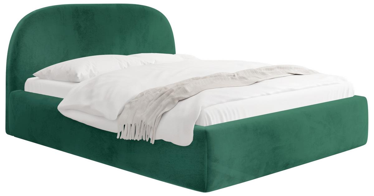 WFL GROUP POLSTERBETT Puro mit Bettkasten, Smaragdgrün Samt 180 x 200 ...