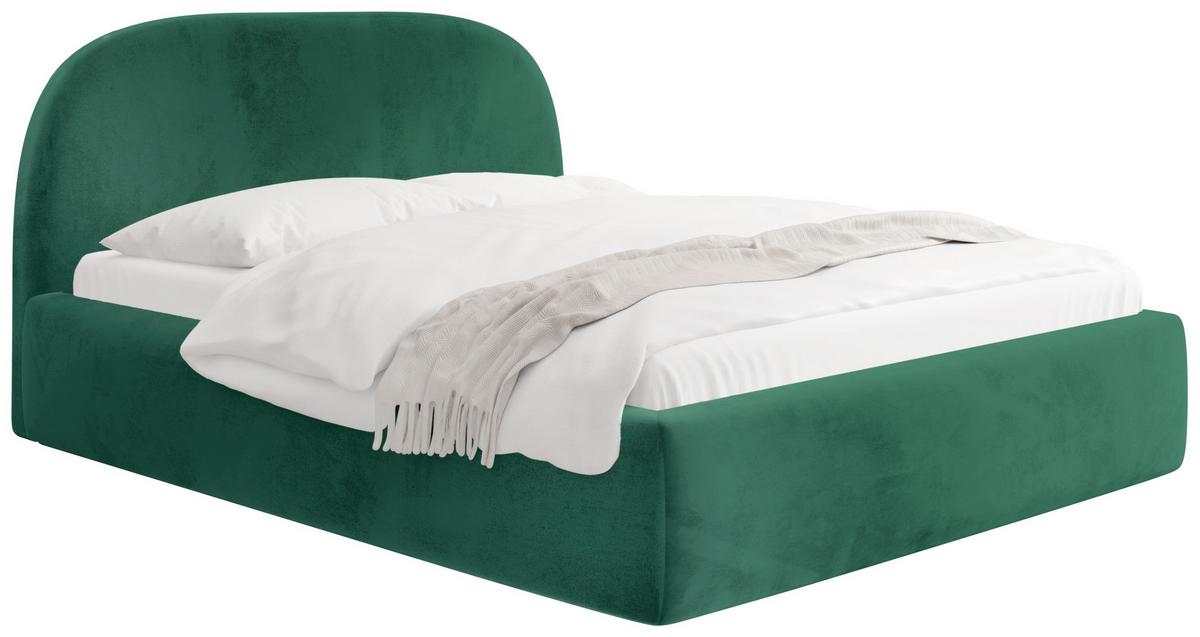WFL GROUP POLSTERBETT Puro mit Bettkasten, Smaragdgrün Samt 120 x 200 ...
