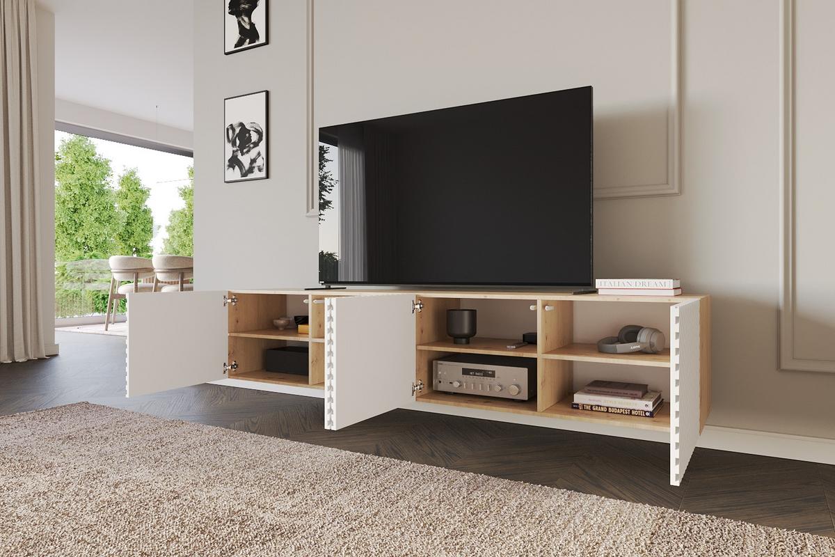 LOWBOARD ZENO-W 2x100x40x40 cm - Artisan / Weiß - Weiß, Holzwerkstoff (200/40/40cm) - ALTDECOR