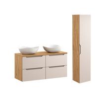 BADMÖBEL 120cm Mallory 2er-Set Beige und Holz - Braun, Holzwerkstoff (120/59.5/46cm) - Petits-meubles