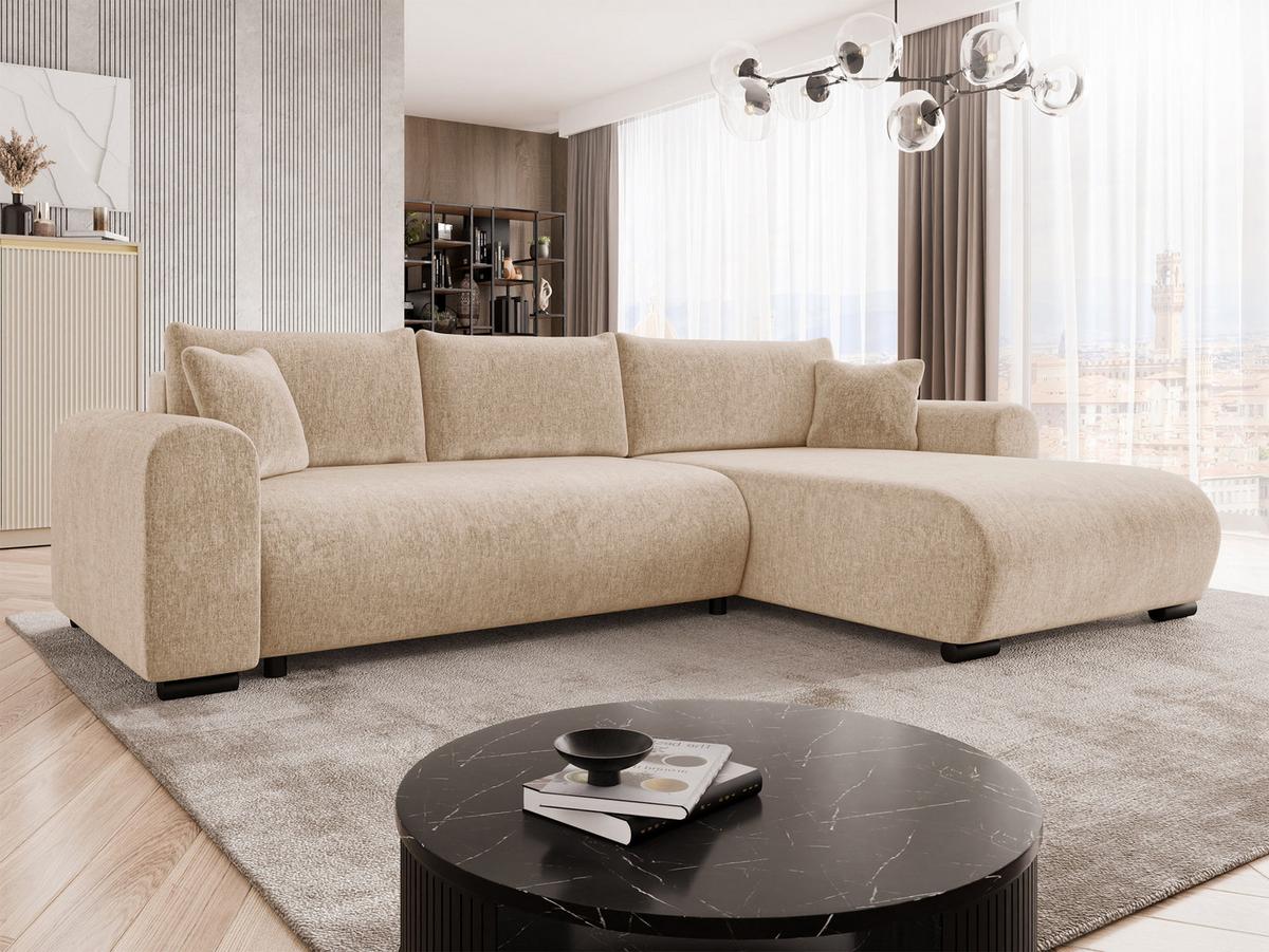 ECKSOFA Merkos - Hellbraun/Schwarz, Holz/Textil (285/188cm) - MIRJAN24