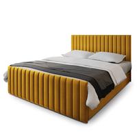 BOXBETT ARION 200x200 cm mit Matratze und Topper, H2+H3 - Gelb - Gelb, Holz (200/200cm) - MASSENO