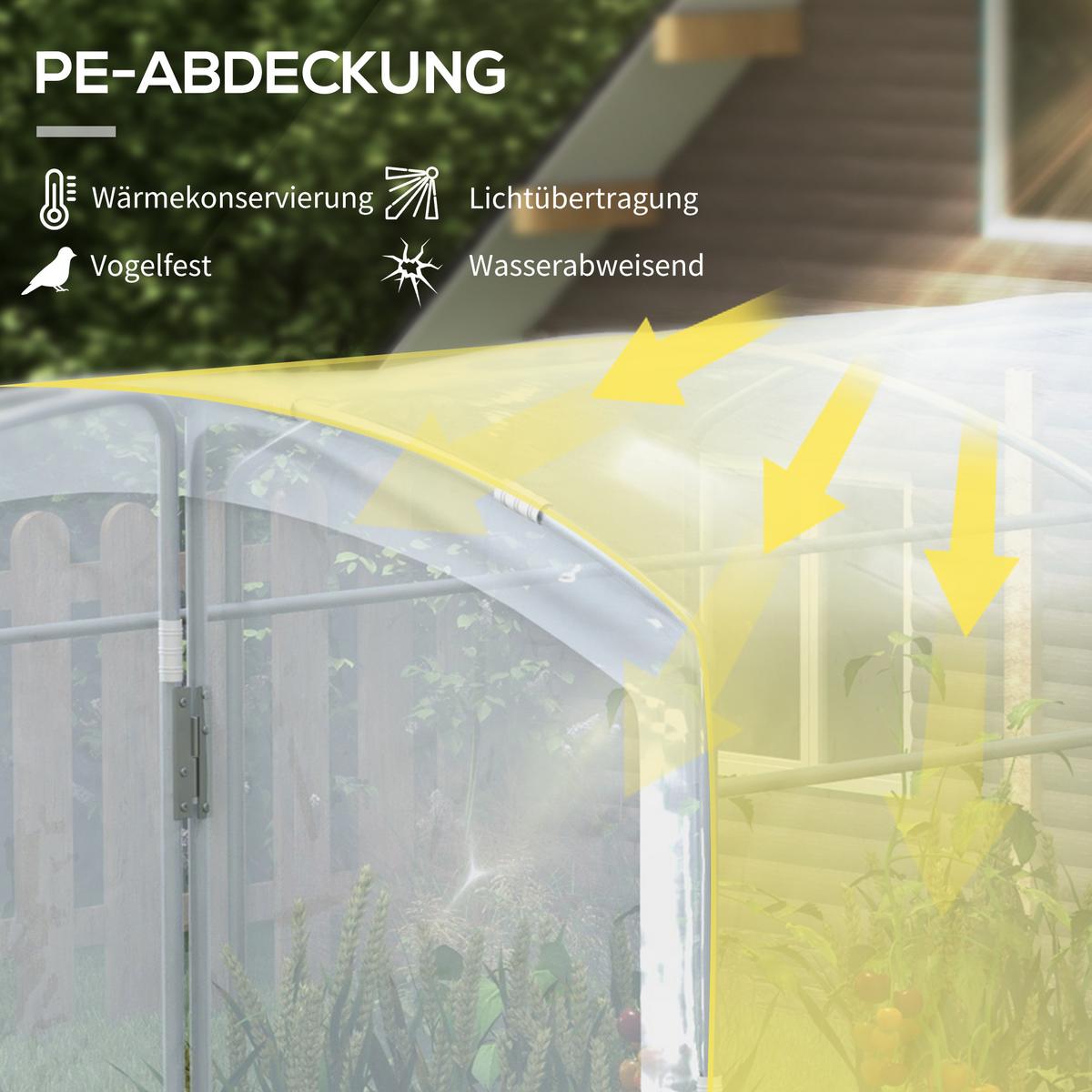 FOLIENGEWÄCHSHAUS, Tunnel-Gewächshaus mit 1 Tür, für Garten, Balkon, PE, Transparent - Transparent, Kunststoff (200/195/300cm) - Outsunny