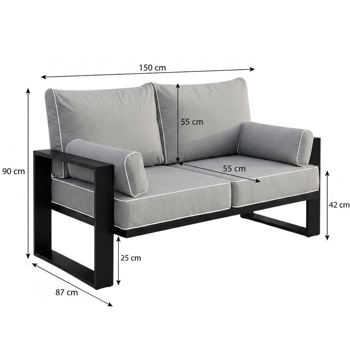 LOUNGESOFA 2-Sitzer Verdino mit Metallrahmen 150 cm Hellgrau - Hellgrau, Metall (150/90/87cm) - Beautysofa