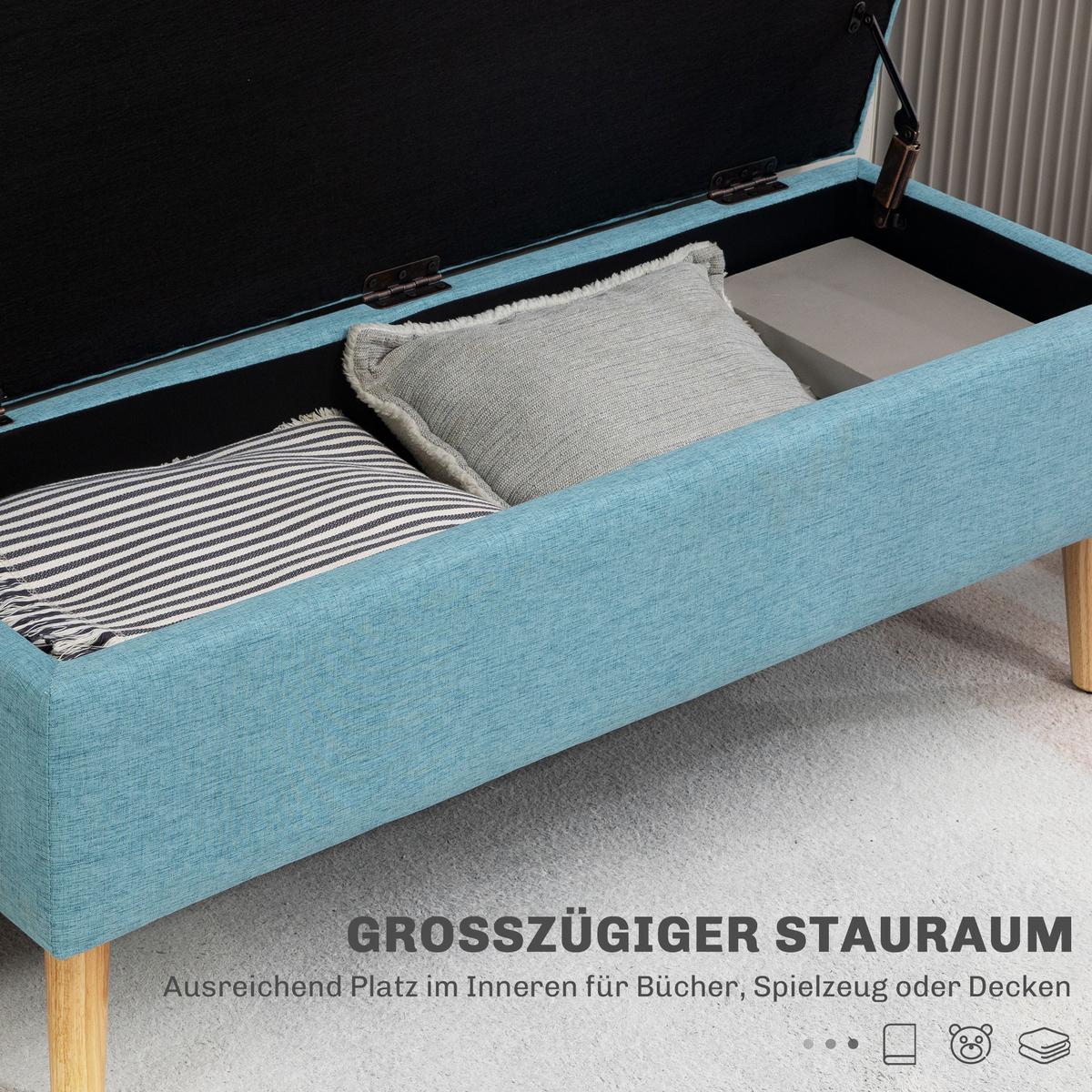 TRUHENBANK scandinavia Polyester Holz Blau - Blau, Kunststoff (39/45/110cm) - HOMCOM