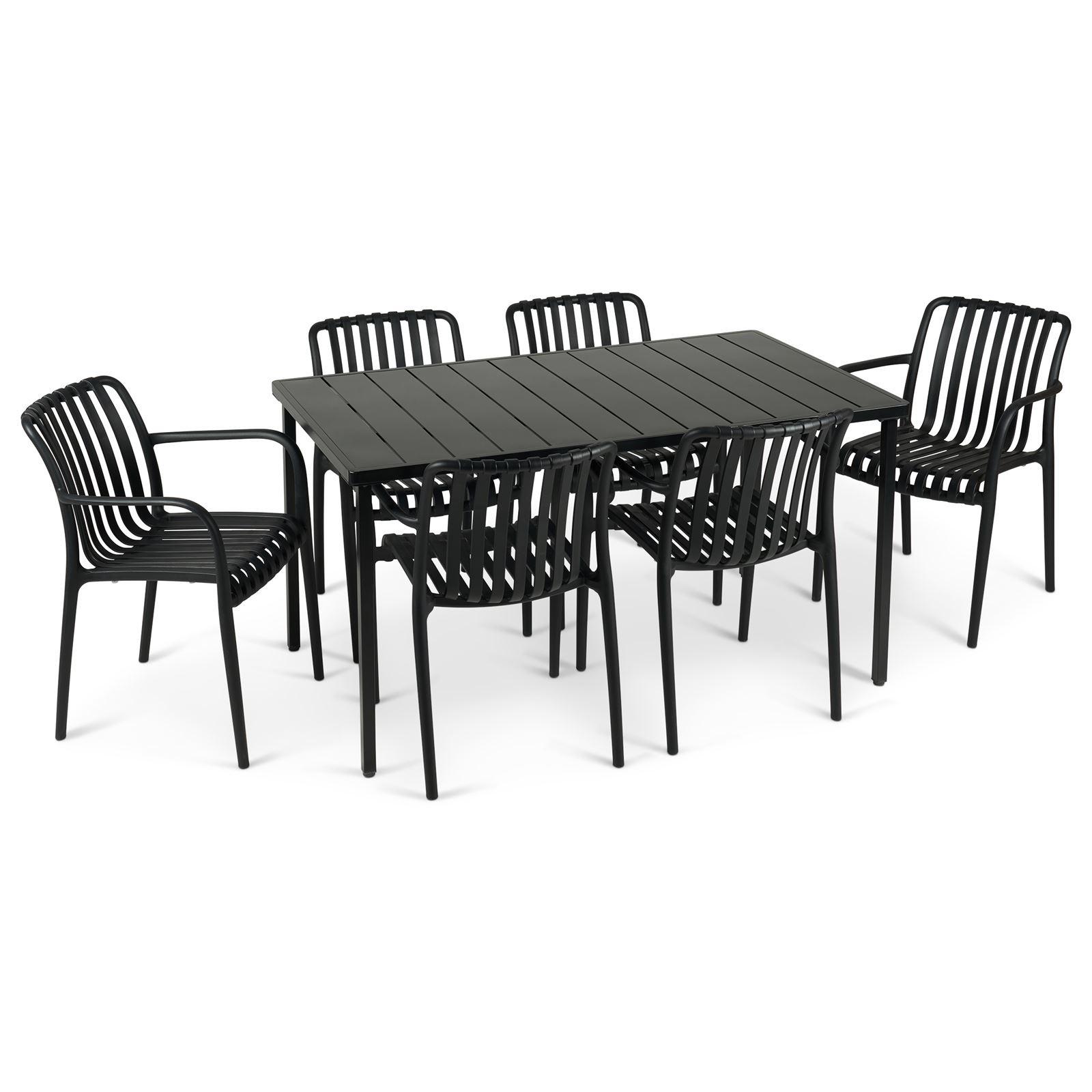GARTENMÖBEL SET TULIPANO 7er Set schwarz - Schwarz, Metall - IDIMEX