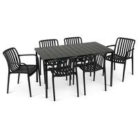GARTENMÖBEL SET TULIPANO 7er Set schwarz - Schwarz, Metall - IDIMEX