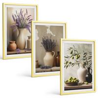 BILDER SET 3er Set - 40x60 cm Goldrahmen - Blumen in Vasen, Oliven, Dekorationen - Goldfarben, Kunststoff (40/60cm) - TULUP