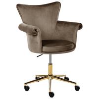 SCHREIBTISCHSTUHL Samtstoff Braun Velencia - Braun, Textil (64/85/60cm) - Beliani