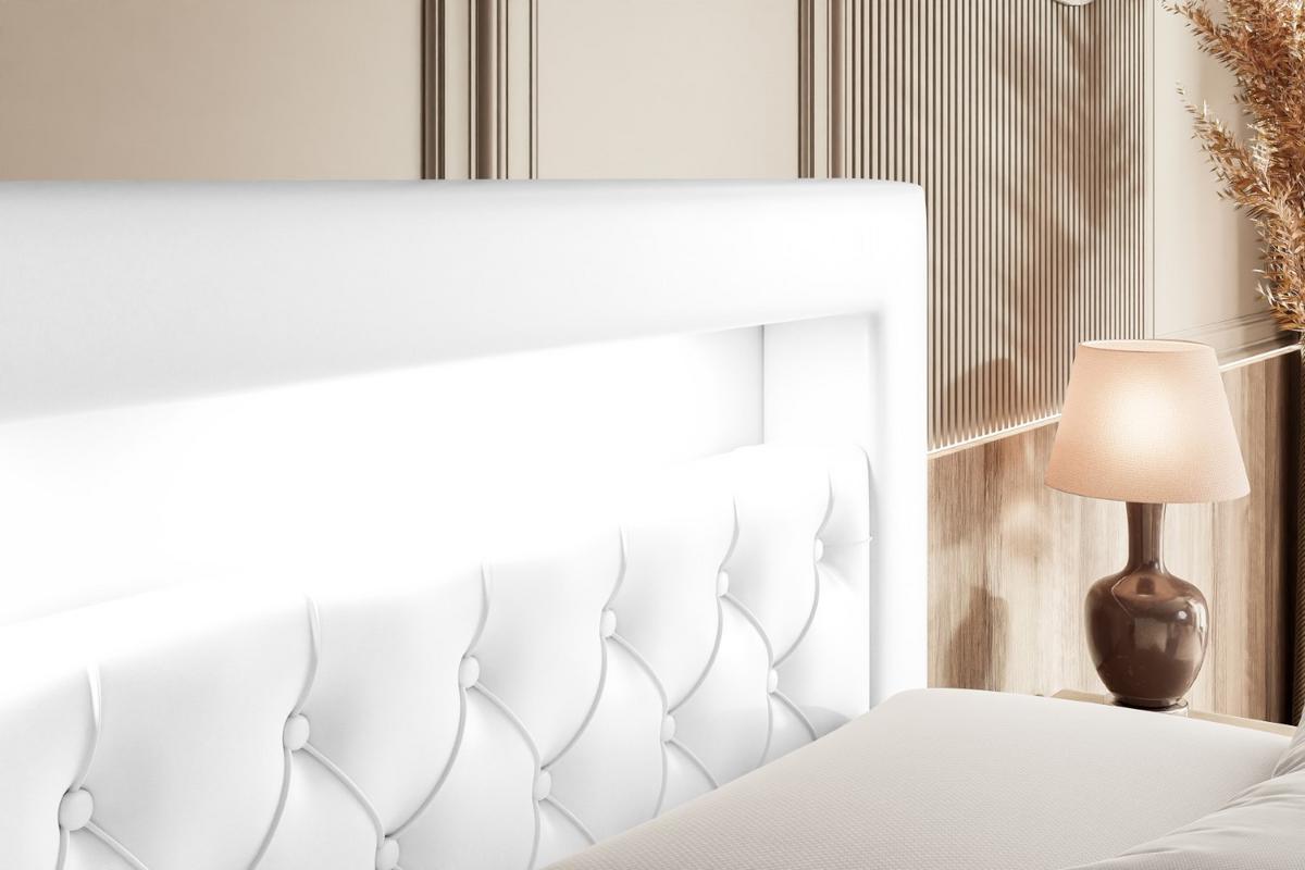 BOXSPRINGBETT NOEL GOLD KING - 140x200 - H3/H4 - Weiß Hochglanz - Weiß Hochglanz, Holzwerkstoff (140/200cm) - ALTDECOR