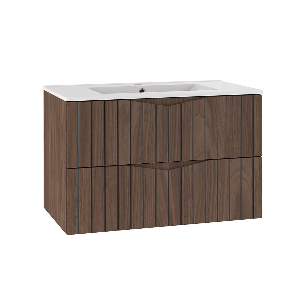 WASCHTISCH 80cm Siena Holz und Schwarz - Schwarz, Holzwerkstoff (80/50/45.8cm) - Petits-meubles