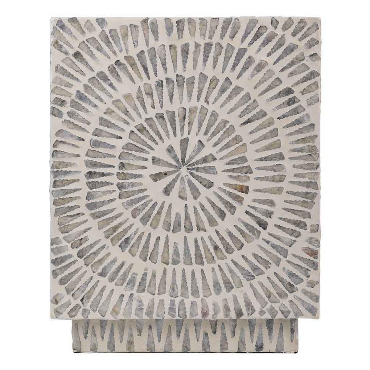 HOCKER aus Holz und Capiz, grau, 35x45cm - Grau, Holz (35/45/35cm) - Wanderlust