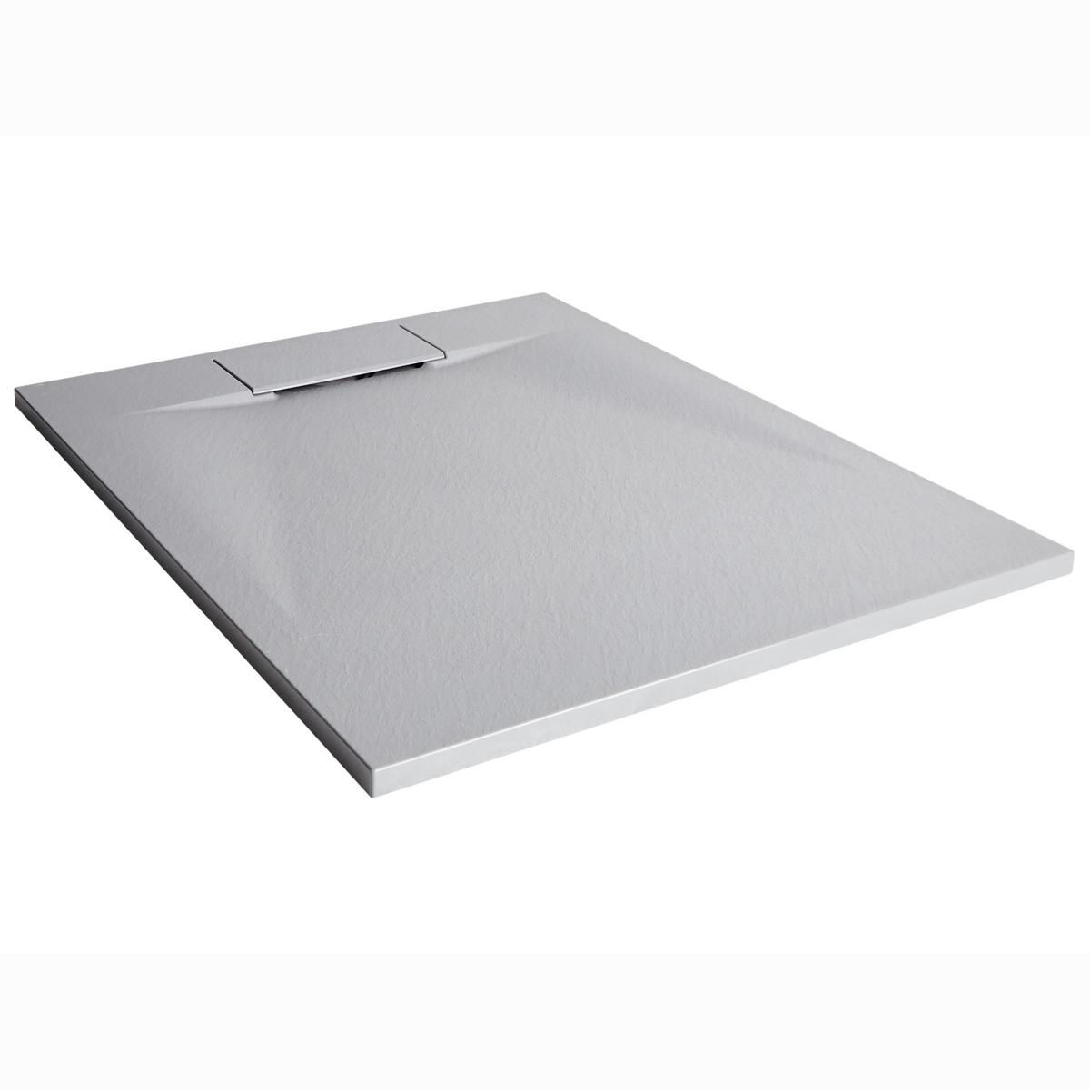 DUSCHWANNE 80/100/3 cm Grau Azzurro - Dunkelgrau/Grau, Kunststoff (100/3/80cm) - Beliani