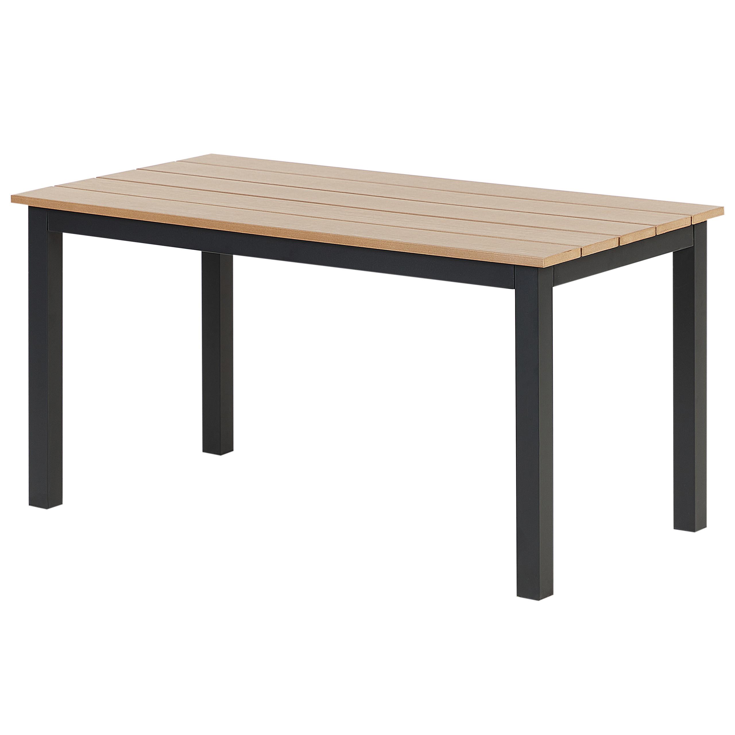 GARTENTISCH Heller Holzfarbton Messina - Hellbraun/Schwarz, Kunststoff (96/52/50cm) - Beliani